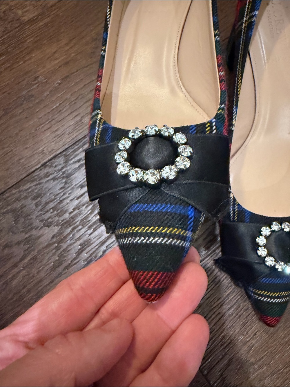J.Crew collection Avery Christmas holiday plaid block heel pumps 8.5 - Picture 4 of 9